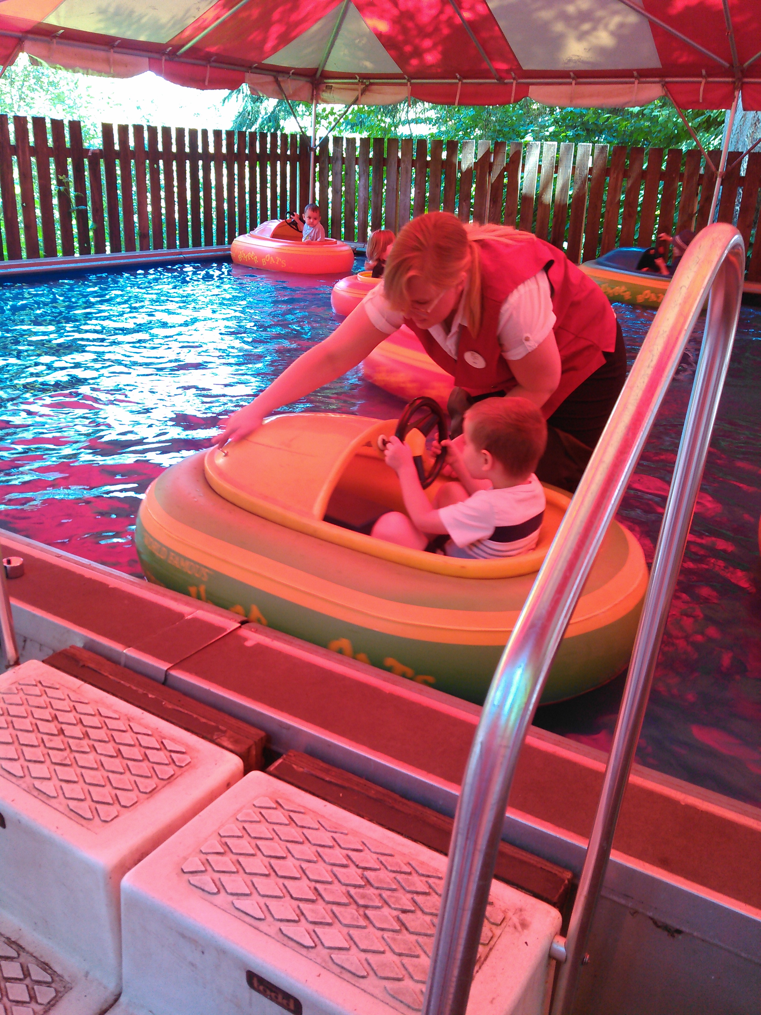 Small Fry on the bumper boats