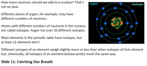 A sample from the script. The script is broken down into the different slides from the video.